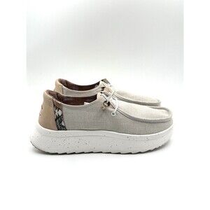 Size 10 Women’s Hey Dude Wendy Peak Woven Natural Slip Ons Platform